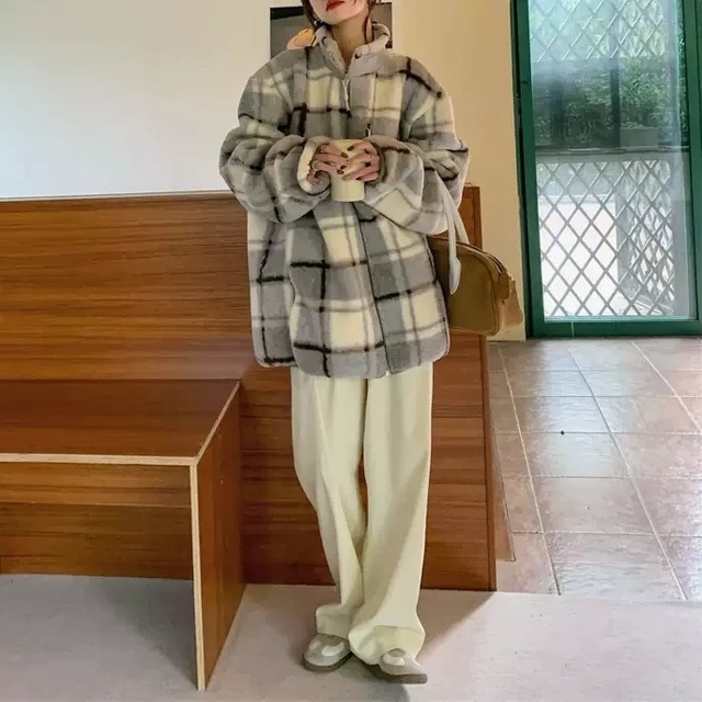 【送料無料】レディース アウター 暖かい スタンドカラー チェック柄 ボア ジャケット ハイネック メンズライク 大人可愛い ママコーデ ママファッション 韓国系 オルチャン 人気 トレンド 【送料無料】レディース アウター 暖かい スタンドカラー チェック柄 ボア ジャケット ハイネック メンズライク 大人可愛い ママコーデ ママファッション 韓国系 オルチャン 人気 トレンド