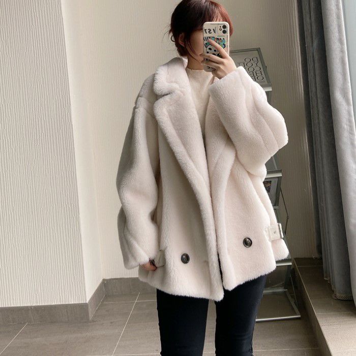 AW 9color ベアムートン ジャケット ショート コート テディーコート テディーベアコート ウール ウォーム生地 ムートン生地 アウター オーバーサイズジャケット