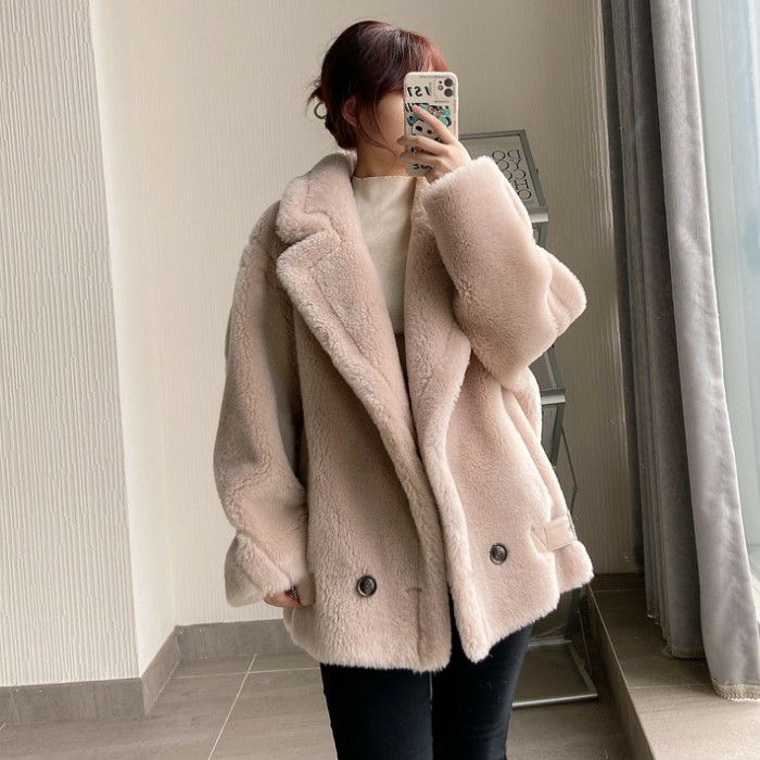 AW 9color ベアムートン ジャケット ショート コート テディーコート テディーベアコート ウール ウォーム生地 ムートン生地 アウター オーバーサイズジャケット