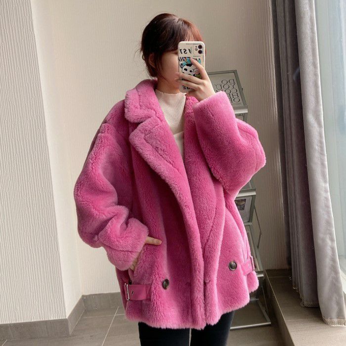 AW 9color ベアムートン ジャケット ショート コート テディーコート テディーベアコート ウール ウォーム生地 ムートン生地 アウター オーバーサイズジャケット