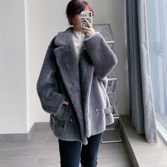 AW 9color ベアムートン ジャケット ショート コート テディーコート テディーベアコート ウール ウォーム生地 ムートン生地 アウター オーバーサイズジャケット