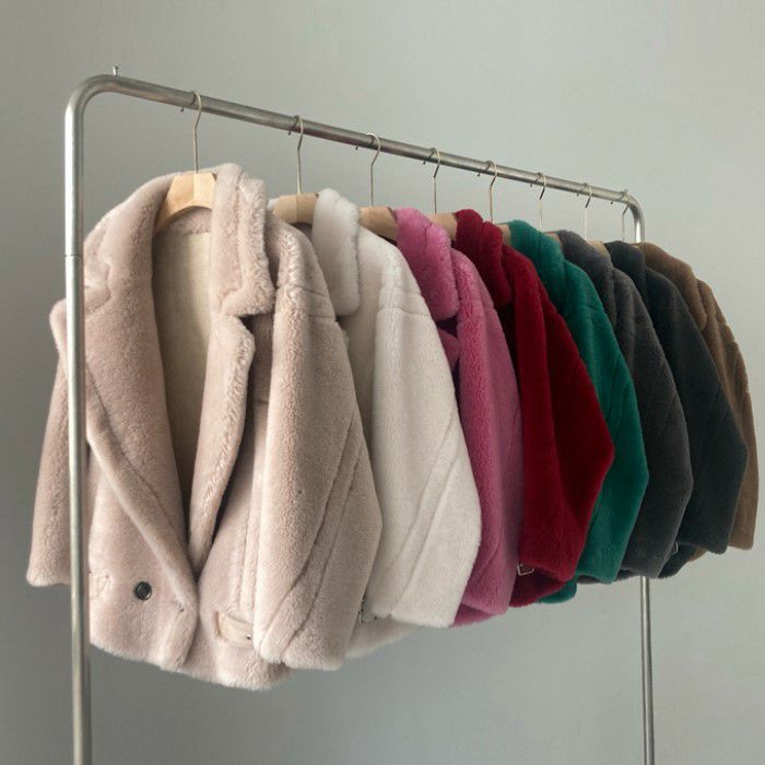 AW 9color ベアムートン ジャケット ショート コート テディーコート テディーベアコート ウール ウォーム生地 ムートン生地 アウター オーバーサイズジャケット