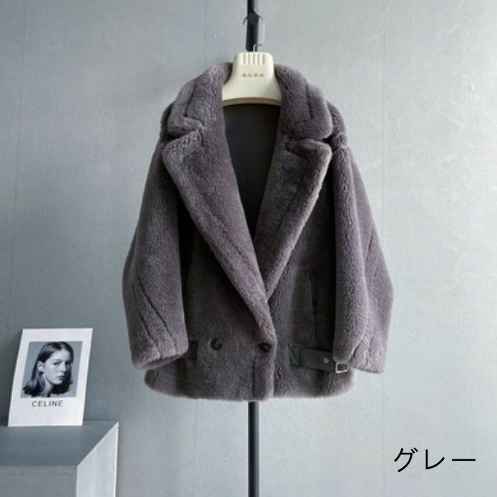 AW 9color ベアムートン ジャケット ショート コート テディーコート テディーベアコート ウール ウォーム生地 ムートン生地 アウター オーバーサイズジャケット