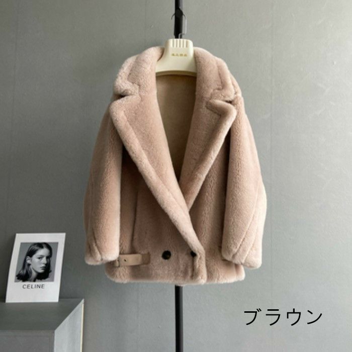 AW 9color ベアムートン ジャケット ショート コート テディーコート テディーベアコート ウール ウォーム生地 ムートン生地 アウター オーバーサイズジャケット