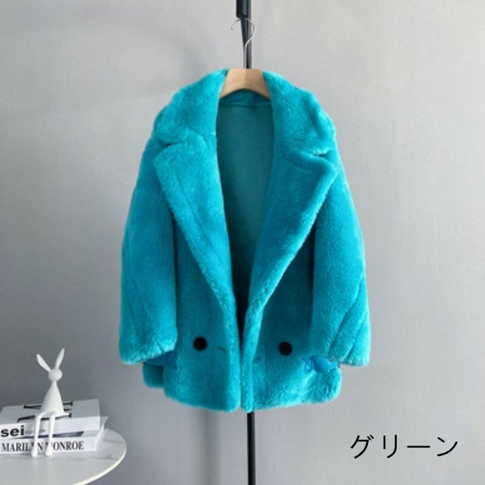 AW 9color ベアムートン ジャケット ショート コート テディーコート テディーベアコート ウール ウォーム生地 ムートン生地 アウター オーバーサイズジャケット