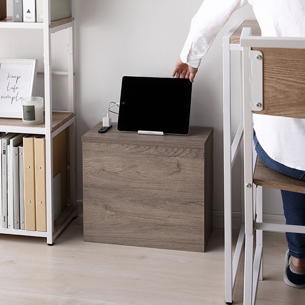 ケーブルボックス [ 角置きタイプ ブラック ] 幅40cm コンセント付き 収納ボックス コード収納 収納家具 組立品