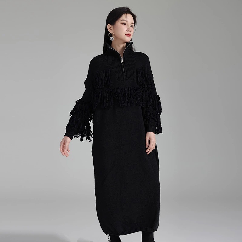 秋冬 ハイウエスト ドッキング ワンピース ニットワンピース 大きいサイズ 体型カバー 長袖 ロングワンピース 秋冬 ハイウエスト ドッキング ワンピース ニットワンピース 大きいサイズ 体型カバー 長袖 ロングワンピース