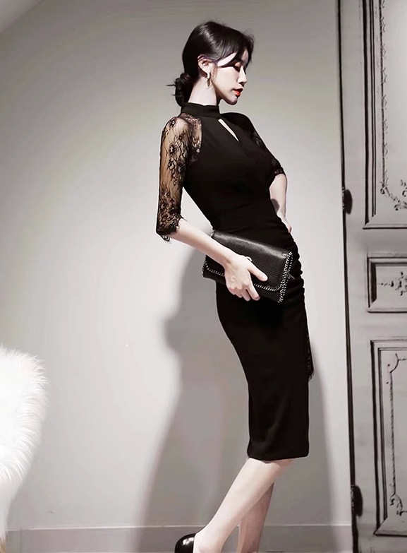 ドレス パーティー 結婚式 二次会 披露宴 ステージ フォーマル キャバ ラウンジ クラブ 膝丈 7分袖 袖あり カシュクール ホルターネック 襟なし スリム 細身 ドレス パーティー 結婚式 二次会 披露宴 ステージ フォーマル キャバ ラウンジ クラブ 膝丈 7分袖 袖あり カシュクール ホルターネック 襟なし スリム 細身