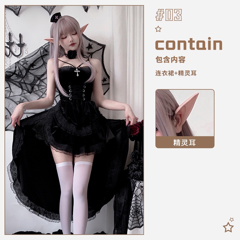 ヨーロッパとアメリカのダークゴシックスタイルのハロウィン大人用コスチューム黒のドレスパフォーマンスコスチューム女性魔女吸血鬼花嫁