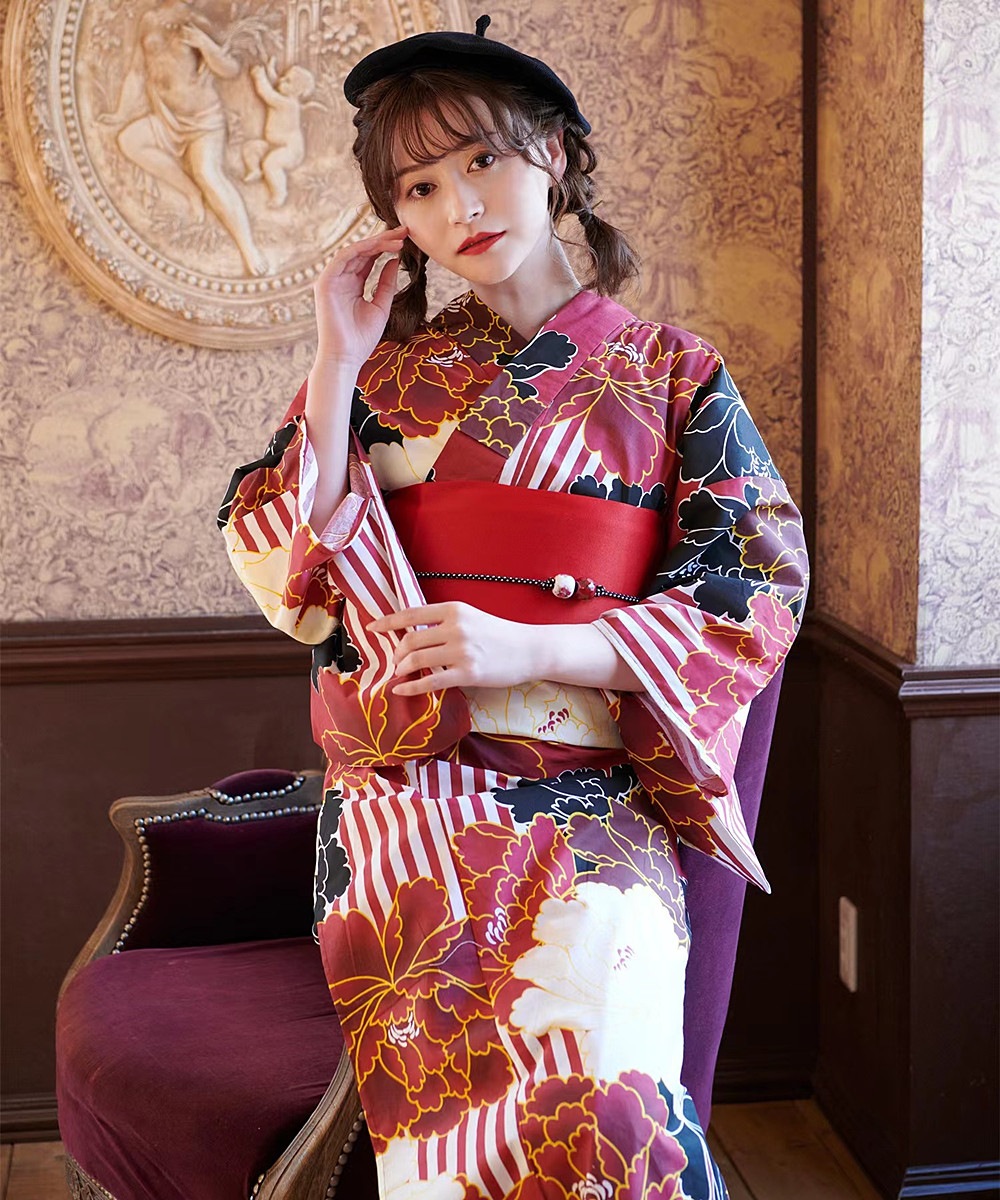【急速出荷】女性用日本の着物ゆかたフォーマル純綿伝統スタイル日本のレトロな写真撮影用服日本旅行着物
