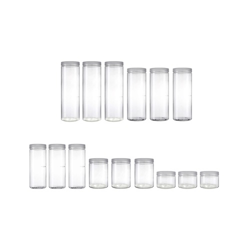 5つのサイズ円形容器15個セット透明スタイリッシュな透明食品ナッツ干し物調味料 5つのサイズ円形容器15個セット透明スタイリッシュな透明食品ナッツ干し物調味料