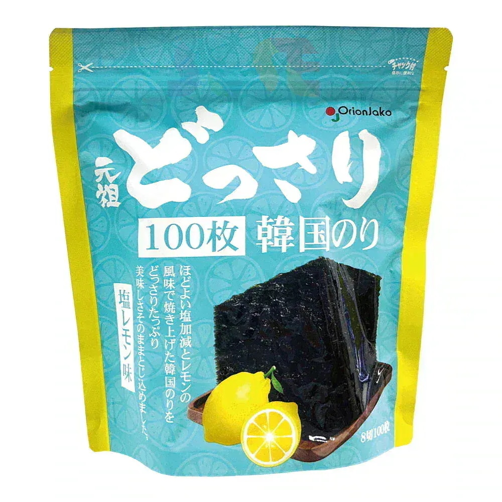 オリオンジャコー どっさり 韓国のり 10袋セット 100枚入 塩レモン味 / チャック付き袋 Orionjako