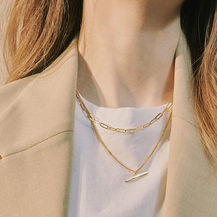 [チョスンヨン/ヒョヨン/イチェヨン/イデフィ着用]スティックミックスチェーンのネックレス