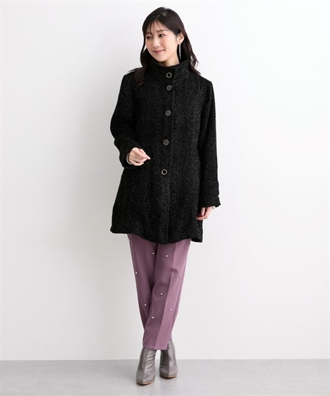 ダウンジャケット・コート ラメ入スタンドカラーコート Hana服