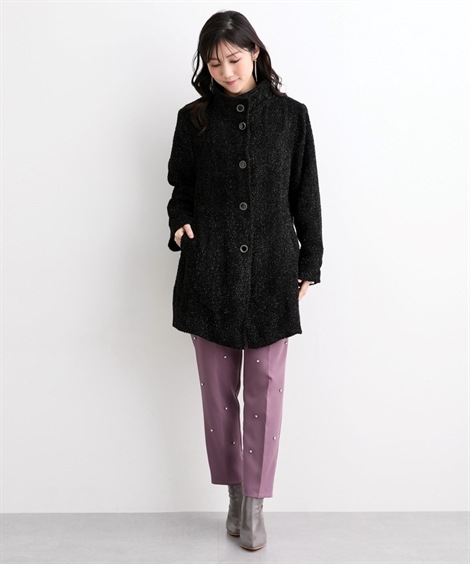 ダウンジャケット・コート ラメ入スタンドカラーコート Hana服