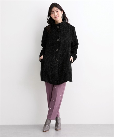 ダウンジャケット・コート ラメ入スタンドカラーコート Hana服