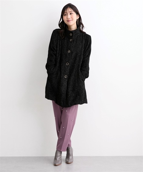 ダウンジャケット・コート ラメ入スタンドカラーコート Hana服