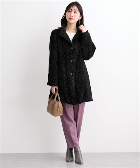 ダウンジャケット・コート ラメ入スタンドカラーコート Hana服