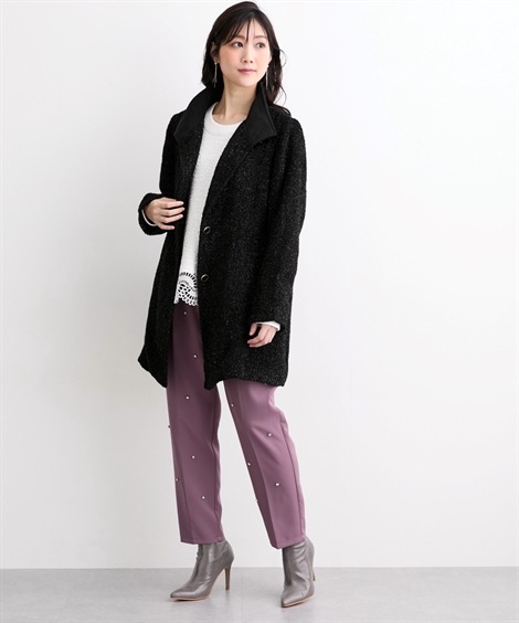 ダウンジャケット・コート ラメ入スタンドカラーコート Hana服