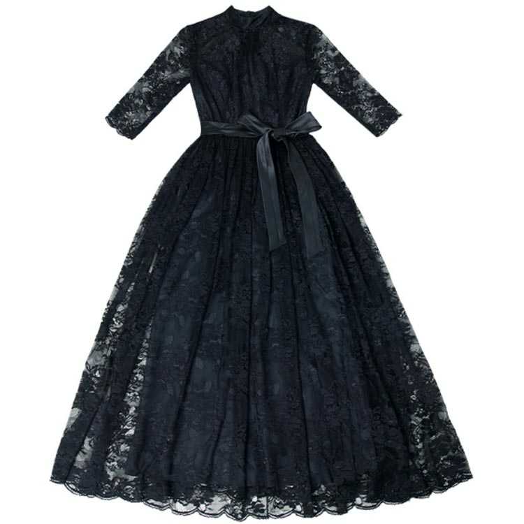 フレア総レースパーティードレスシースルー袖ロングワンピースロング丈結婚式お呼ばれ七分袖披露宴二次会黒パーティードレスブラック203040レディースフォーマル春夏ワンピースドレス フレア総レースパーティードレスシースルー袖ロングワンピースロング丈結婚式お呼ばれ七分袖披露宴二次会黒パーティードレスブラック203040レディースフォーマル春夏ワンピースドレス