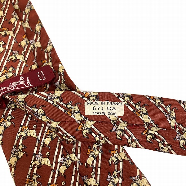 HERMES ブラウン シルク ネクタイ エルメス ネクタイ ブラウン シルクジャガード - メルカリ