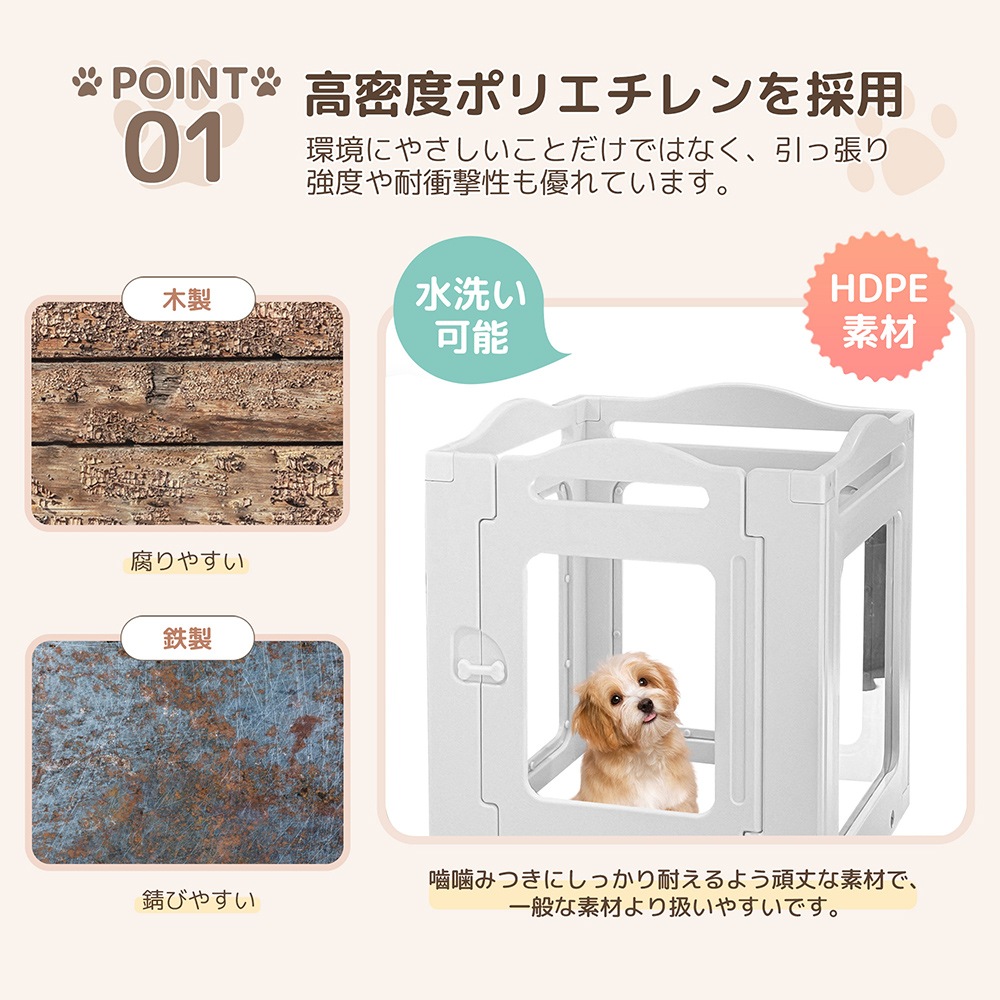 サークル 犬 ドッグサークル ペットサークル ドア付き 6枚セット 小型犬 中型犬 ケージ 犬用品 犬 犬用 老犬 シニア 滑り止め付き 多頭飼い 方形 広々 連結 丈夫 拡張 頑丈 ペット用ケージ