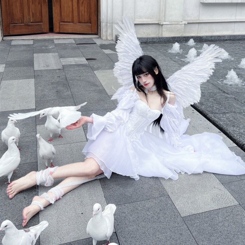 韓国ファッションッロリータ コスプレ 2025新作 夏 ロリータ ワンピース ドレス バブル袖 可愛い レース ワンピース脚魅せミニスカート