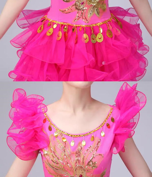 Qoo10] ダンス ワンピース 大人 ミニ丈 膝丈