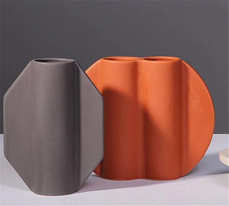 タイムセール激安セール 大人気 デザイナー リビング 柔らかな装飾 装飾 モランディ 陶磁器 花瓶 抽象的な形 造花 ドライフラワー フラワーアレンジメント タイドファッション