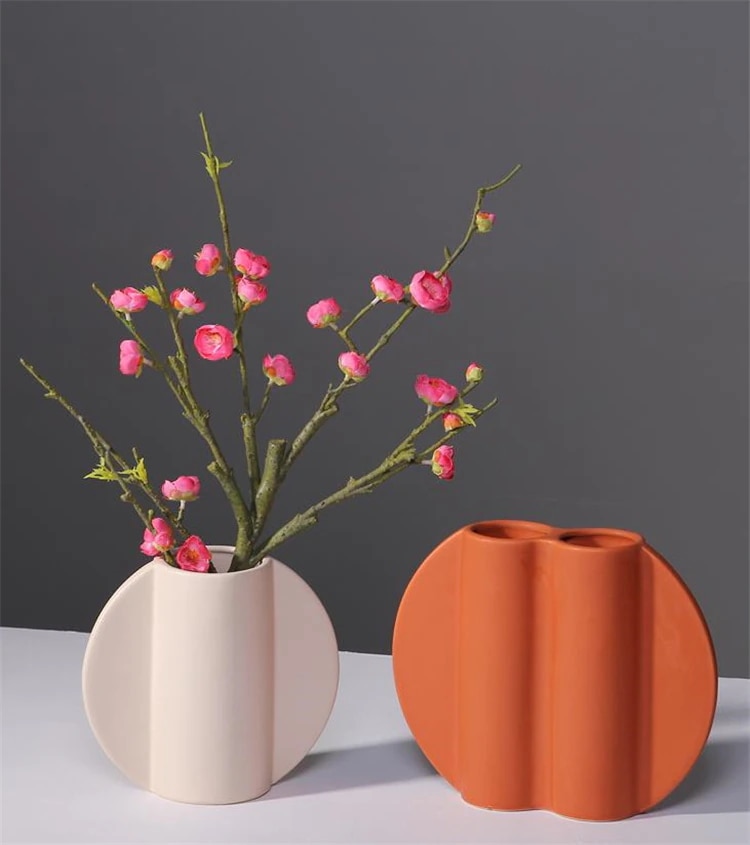タイムセール激安セール 大人気 デザイナー リビング 柔らかな装飾 装飾 モランディ 陶磁器 花瓶 抽象的な形 造花 ドライフラワー フラワーアレンジメント タイドファッション
