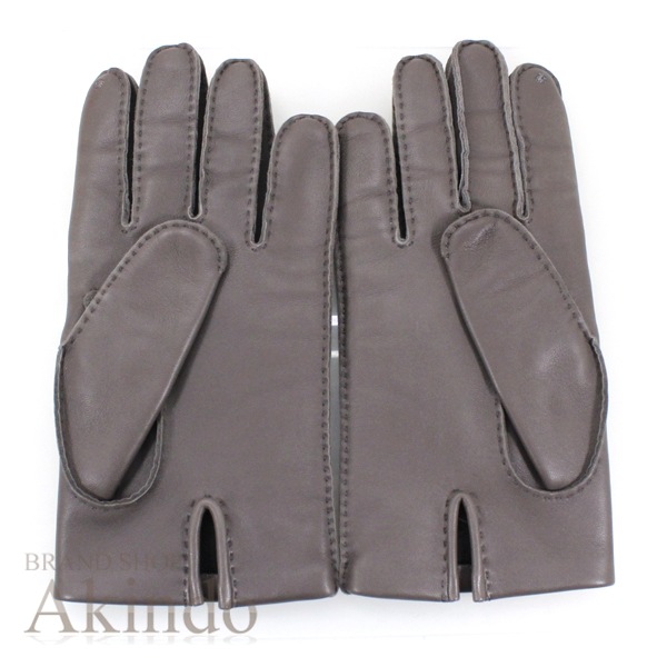 【新品】エルメス グローブ 手袋 レディース サイズ ＃7.5 グレー セリエ ラムスキン レザー 本革 裏シルク HERMES グローブ エレガント ファッションアイテム オシャレ 記念日 新品 ブ