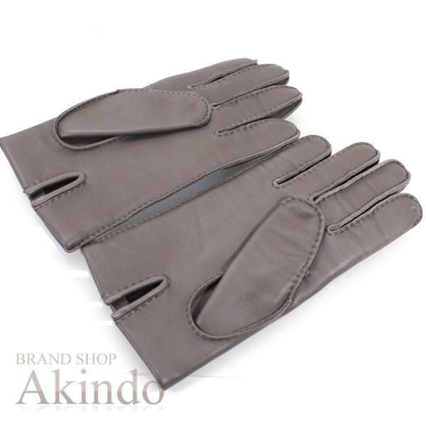 【新品】エルメス グローブ 手袋 レディース サイズ ＃7.5 グレー セリエ ラムスキン レザー 本革 裏シルク HERMES グローブ エレガント ファッションアイテム オシャレ 記念日 新品 ブ