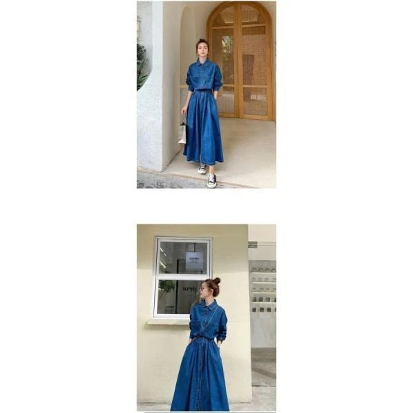 カジュアル 体型カバー 大きいサイズ ワンピース ゆったり ロング丈 Aライン 長袖 秋 春 レディース ワンピース デニムワンピース カジュアル 体型カバー 大きいサイズ ワンピース ゆったり ロング丈 Aライン 長袖 秋 春 レディース ワンピース デニムワンピース
