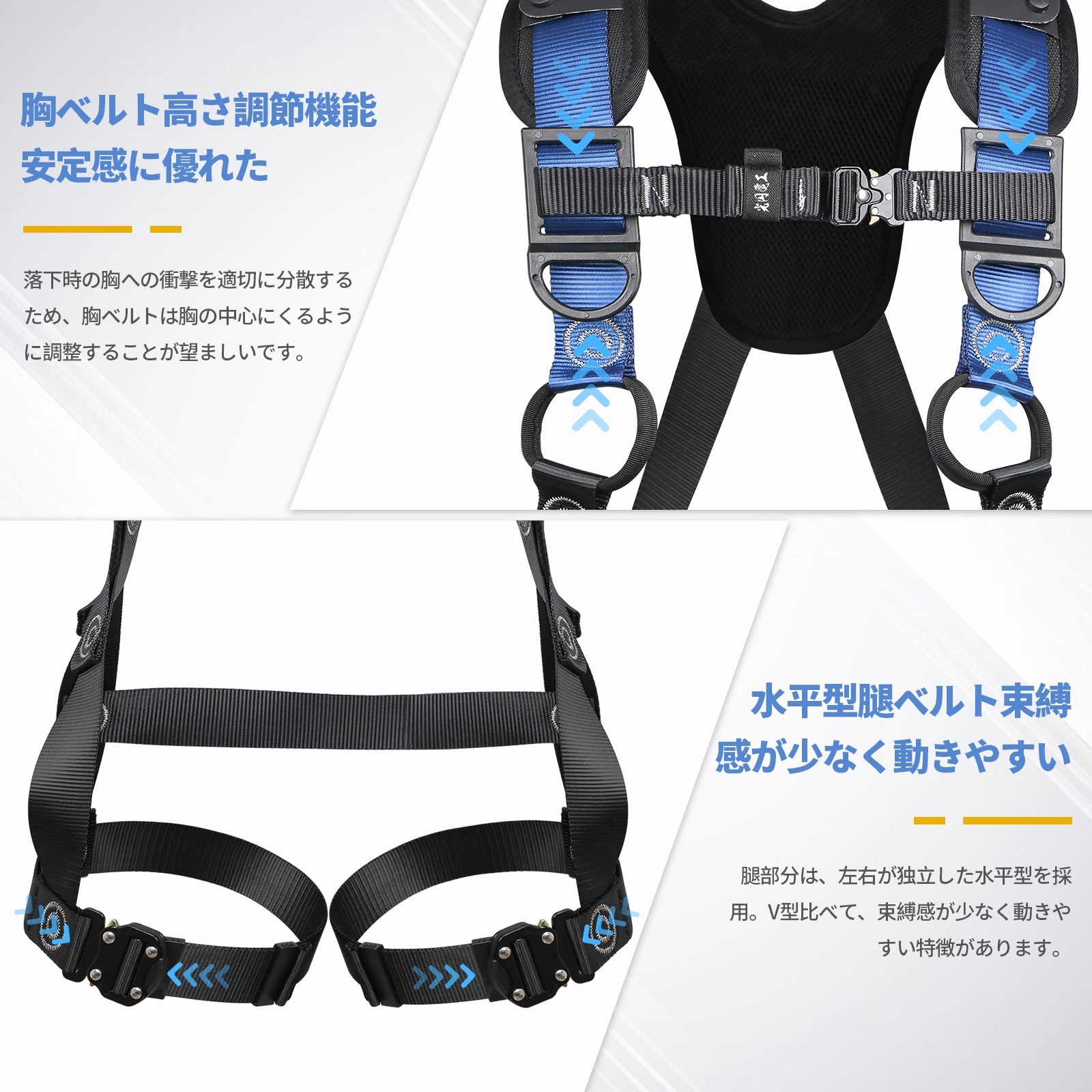 [光円電工] フルハーネス 安全帯 新規格 フルハーネス安全帯 2丁掛け 墜落制止用器具 ＆ 伸縮式ダブルランヤード ワンタッチバックル 肩パット付き 全方位保護フルハーネス 懸垂下降 安全確保 全身