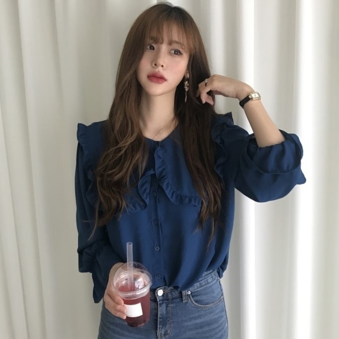 ブラウス レディース フリル ケープカラー 長袖 シフォン キャンディスリーブ 前開き 無地 コーデ 大人可愛い シンプル きれいめ ガーリー おしゃれ お出かけ デート 黒 青 紫 S M L XL ブラウス レディース フリル ケープカラー 長袖 シフォン キャンディスリーブ 前開き 無地 コーデ 大人可愛い シンプル きれいめ ガーリー おしゃれ お出かけ デート 黒 青 紫 S M L XL