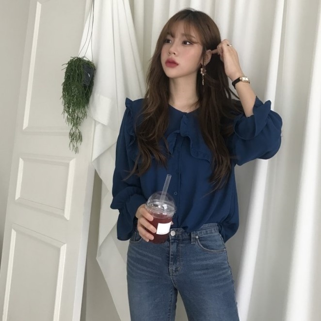 ブラウス レディース フリル ケープカラー 長袖 シフォン キャンディスリーブ 前開き 無地 コーデ 大人可愛い シンプル きれいめ ガーリー おしゃれ お出かけ デート 黒 青 紫 S M L XL ブラウス レディース フリル ケープカラー 長袖 シフォン キャンディスリーブ 前開き 無地 コーデ 大人可愛い シンプル きれいめ ガーリー おしゃれ お出かけ デート 黒 青 紫 S M L XL