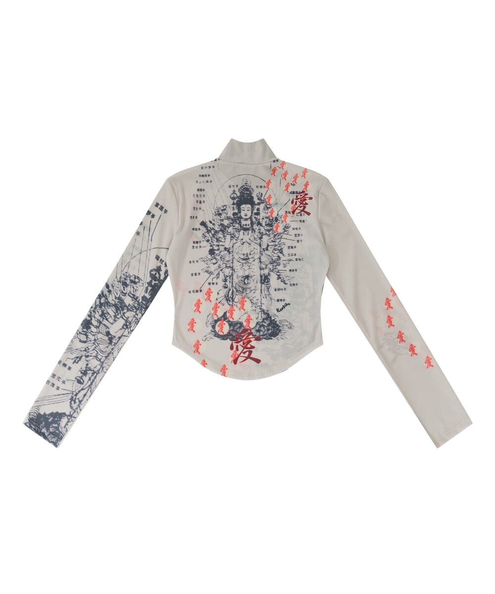 【Kashiko】送料/関税込 Buddha Highneck Mesh Top KASHIKO】 BUDDHA HIGHNECK MESH TOP Tシャツ・カットソー