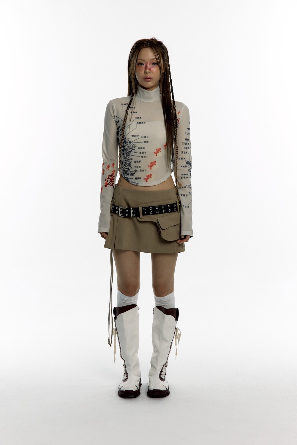 【Kashiko】送料/関税込 Buddha Highneck Mesh Top KASHIKO】 BUDDHA HIGHNECK MESH TOP Tシャツ・カットソー