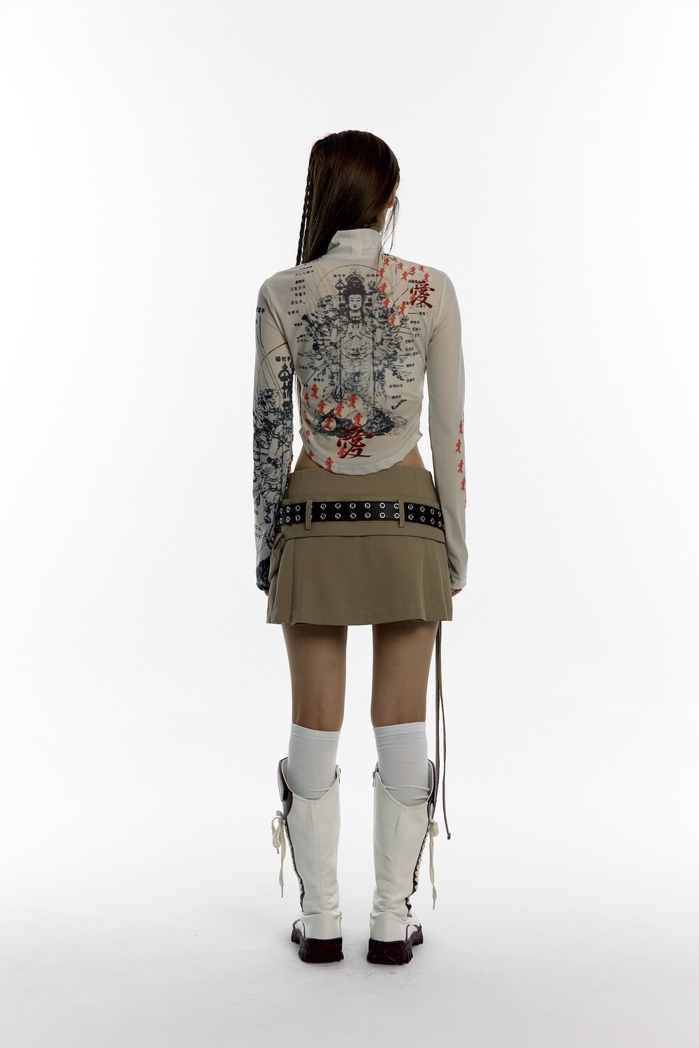 【Kashiko】送料/関税込 Buddha Highneck Mesh Top KASHIKO】 BUDDHA HIGHNECK MESH TOP Tシャツ・カットソー