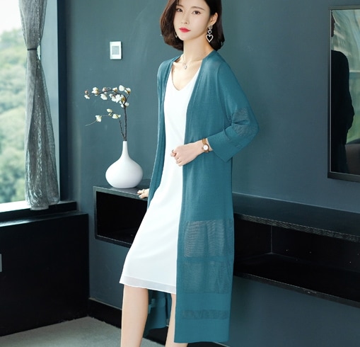 サマーロングカーディガン トップス ロング丈 袖あり 綿 光沢 爽やか 大人スタイル 大人可愛い きれいめ シンプル カジュアル 大人 上品 おしゃれ かっこいい レトロ アジアン 大人可愛い