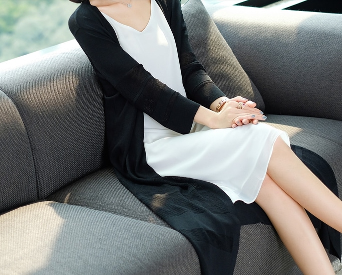 サマーロングカーディガン トップス ロング丈 袖あり 綿 光沢 爽やか 大人スタイル 大人可愛い きれいめ シンプル カジュアル 大人 上品 おしゃれ かっこいい レトロ アジアン 大人可愛い