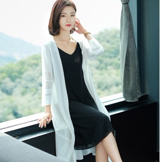 サマーロングカーディガン トップス ロング丈 袖あり 綿 光沢 爽やか 大人スタイル 大人可愛い きれいめ シンプル カジュアル 大人 上品 おしゃれ かっこいい レトロ アジアン 大人可愛い