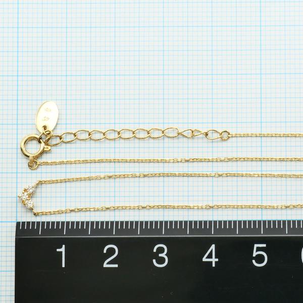 4℃ K10PG ネックレス ダイヤ 総重量約1.2g 約40cm ジュエリー 中古 4℃ K10PG ネックレス ダイヤ 総重量約1.2g 約40cm ジュエリー 中古