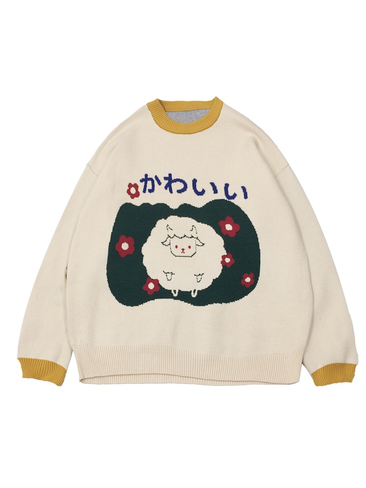 子羊柄セーターガーリー冬かわいい2021 子羊柄セーターガーリー冬かわいい2021