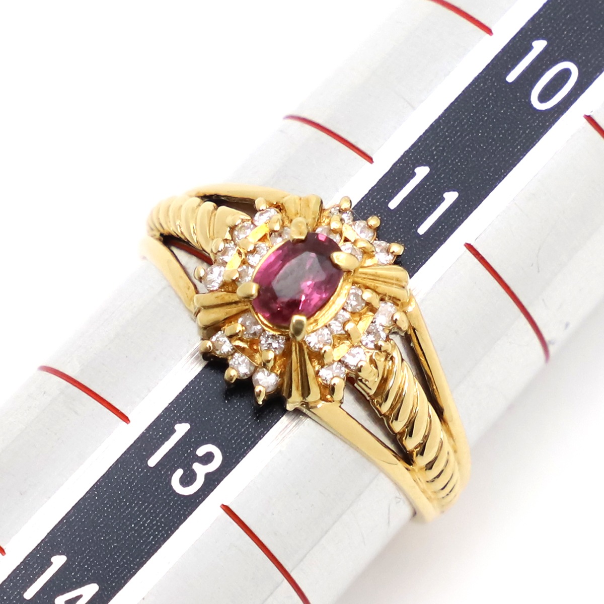 リング 指輪 ルビー ダイヤリング K18YG ルビー ダイヤモンド イエローゴールド レッド 赤 12号【中古】 リング 指輪 ルビー ダイヤリング K18YG ルビー ダイヤモンド イエローゴールド レッド 赤 12号【中古】