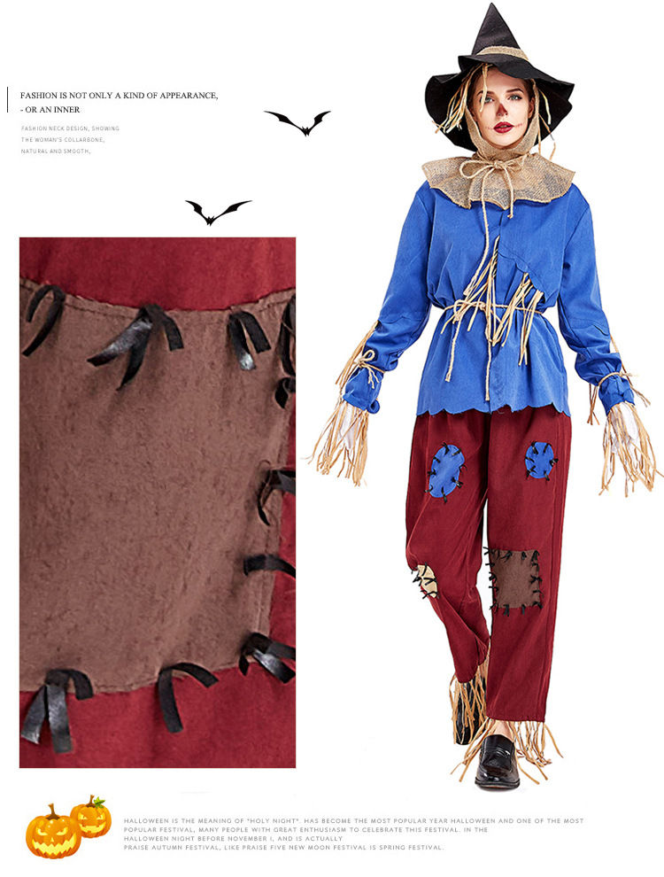 かかし ハロウィン キッズ 衣装 案山子 パペット わら人形 親子お揃い 大人 子供 仮装 おもしろ こども トップス パンツ 帽子付き キャラクター なりきり コスチューム コス 女の子 男の子