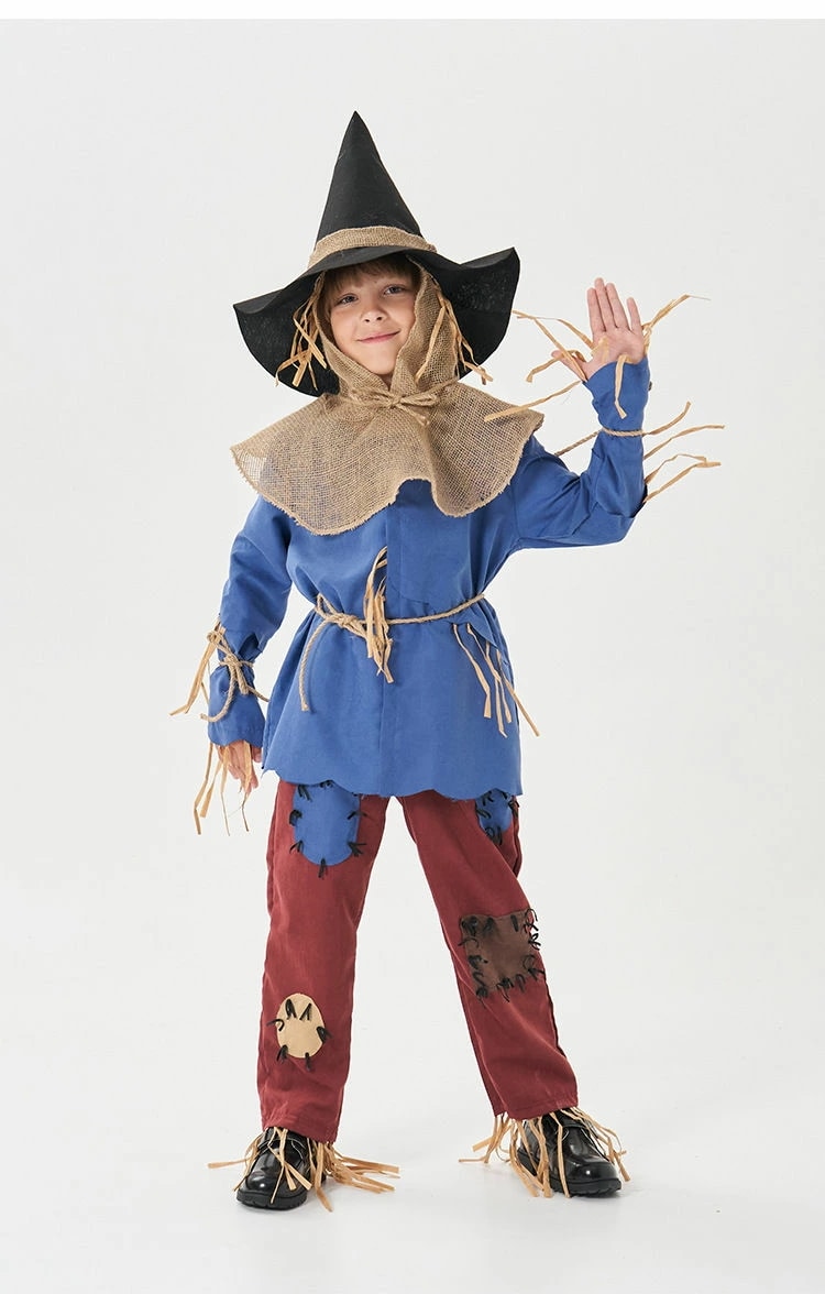 かかし ハロウィン キッズ 衣装 案山子 パペット わら人形 親子お揃い 大人 子供 仮装 おもしろ こども トップス パンツ 帽子付き キャラクター なりきり コスチューム コス 女の子 男の子