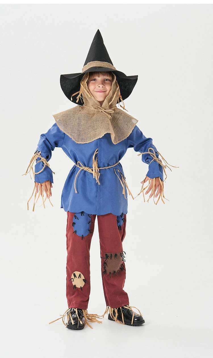 かかし ハロウィン キッズ 衣装 案山子 パペット わら人形 親子お揃い 大人 子供 仮装 おもしろ こども トップス パンツ 帽子付き キャラクター なりきり コスチューム コス 女の子 男の子