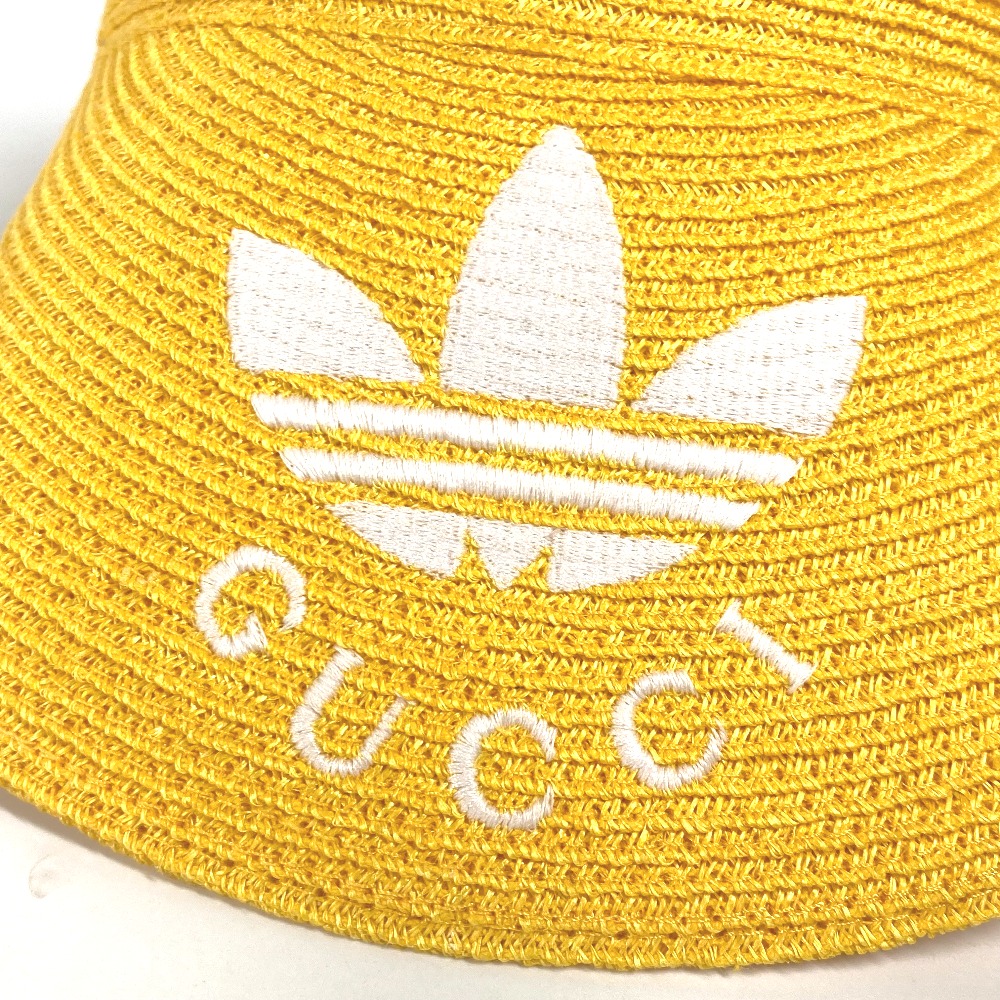 サンバイザー 696481 ロゴ シェリーライン アディダス adidas コラボ バイザー 帽子 ラフィア イエロー