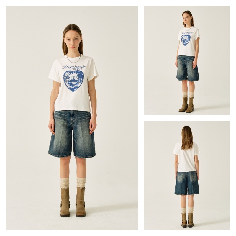 ★韓国の人気★【SATUR】★Sunrise in Heart Graphic T-Shir.t★ ☆韓国の人気☆【SATUR】☆Sunrise in Heart Graphic T-Shir.t